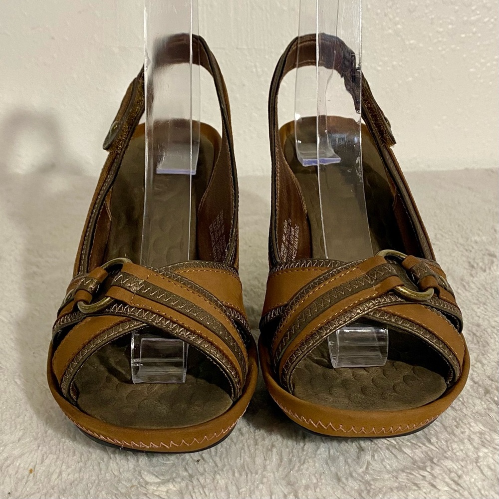 Privo by Clarks Brown Leather Slingback Wedge Sandals Women’s Size 6 - Picture 4 of 10